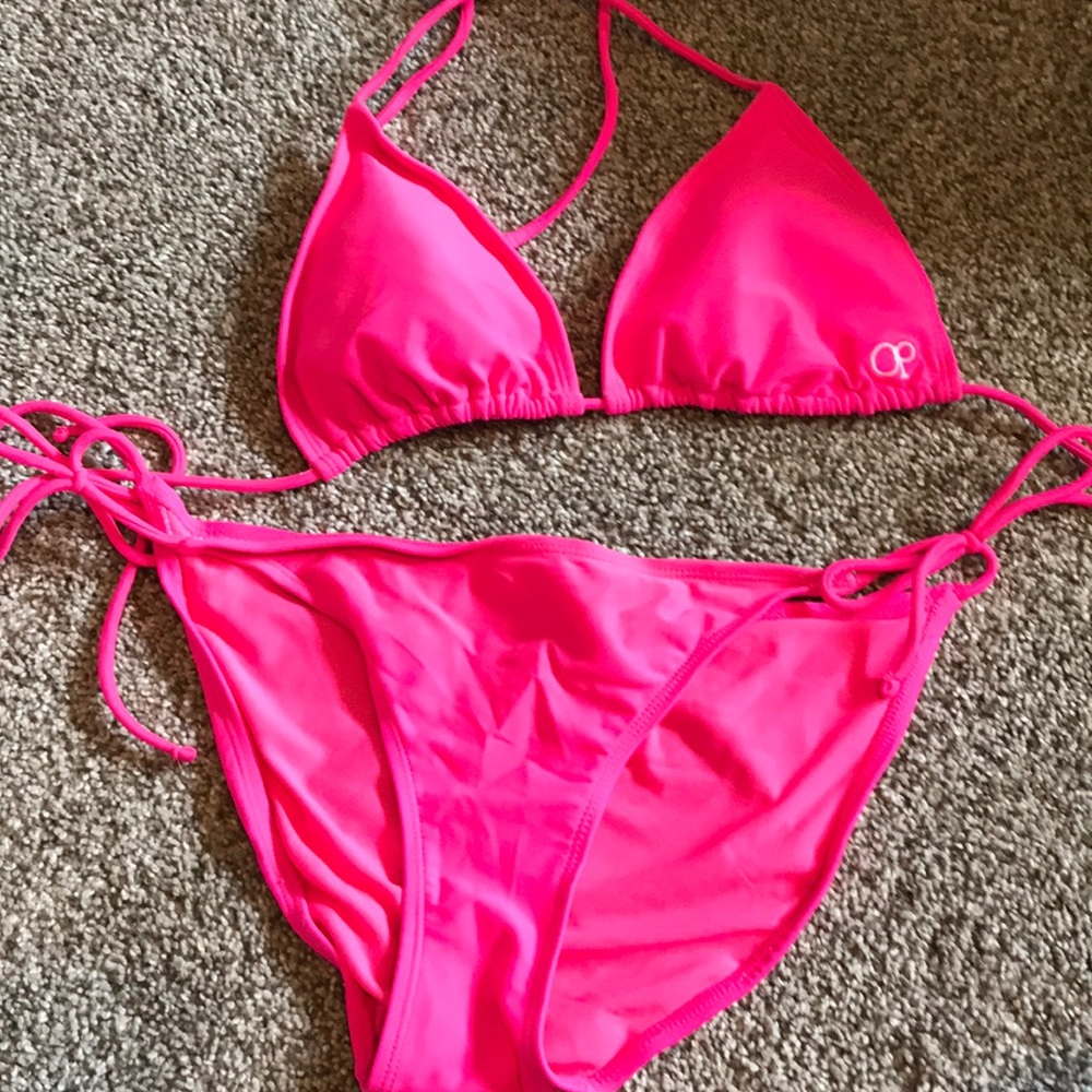 Pink bikini top and bottom